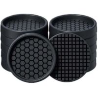 Confezione da 12 sottobicchieri rotondi da 5 cm per mobili in legno duro, protezioni antiscivolo per tazze, letti, divani, fermamobili per evitare scivolamenti (nero)