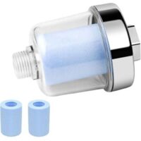 Filtre de douche, filtre anticalcaire de 1/2 pouce, livré avec 3 cartouches filtrantes bleues remplaçables, filtre efficacement les impuretés dans l'eau, convient aux robinets de salle de bain ou de c