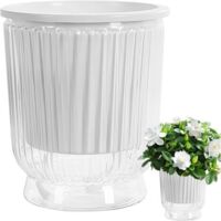 Pots d'arrosage Automatique intérieurs, 12cm Pots de Fleurs en Plastique à arrosage Automatique avec mèche en Coton et Espace de Rangement d'eau pour Plants d'Intérieur et d'Extérieur
