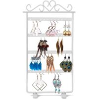 Présentoirs à Bijoux, Présentoir de Boucle D'oreille en Métal, Organisateur de Boucle d'oreille de Bijoux Porte-bijoux Vintage Support pour Boucles d'oreilles, Collier (Blanc, 48 Trous)