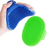 Lot de 2 brosses de toilettage pour chiens, brosses de bain en silicone souple de haute qualité avec manches réglables, convenant aux chiens et chats à poils longs, à poils courts et à poils mouillés.
