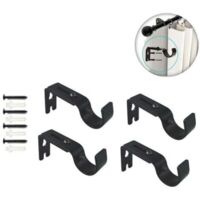 Supporti per aste per tende Premium - Confezione da 4 supporti da parete regolabili, supporti per aste per tende da 1 pollice (nero)