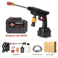 Pistolet À Eau Portable Haute Pression Machine Lavage Voiture Tuyau Arrosage Jardin Buse Mousse Grande Batterie 96HV