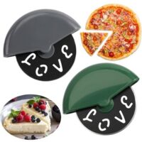 2pc Roulette à Pizza en acier inoxydable, Coupe Pizza Rond, Découpe Pizza, Couteau a Pizza avec LOVE, Coupe Pizza Roulette pour Pizza, Du Fromage, Tartes, Gaufres et Pâte à Biscuits, Vert et Gr