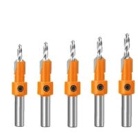 8mm Shank Countersink Drill Bit Set with Stop Collars Woodworking Countersink Bit Hole Puncher Tools 5PCS