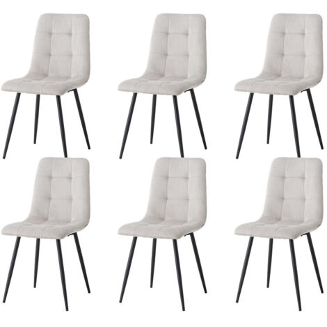 Wokaka Lot de 6 chaises - Chaise de salle à manger - Chaise en velours côtelé - Style vintage - Gris