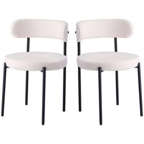 Wokaka Lot de 2 Chaises - chaises de salle à manger modernes(Blanc) - Pieds en métal - L50P50H79cm