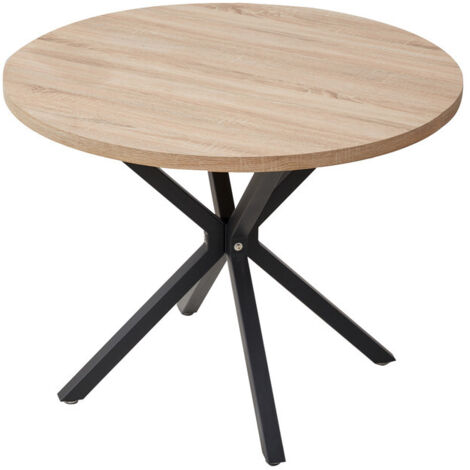 Wokaka Table à manger – table ronde design – bois clair – 100 x 77 cm (LxH)