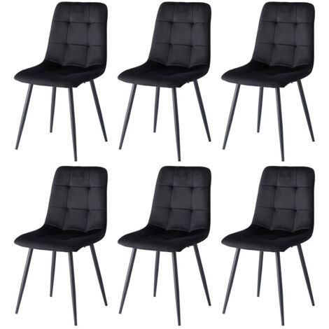 Wokaka Lot de 6 Chaises-Chaise de Style Rétro -Chaise de Salle à Manger - Noir