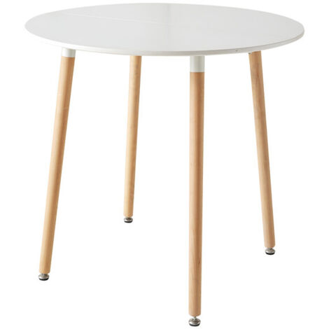 Wokaka – Table à manger ronde scandinave 2-4 personnes – Pieds en bois de hêtre – L80 H74 cm – Design moderne pour salle à manger et bureau - L80H74CM (1/5)