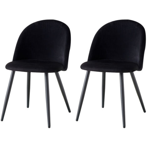 Wokaka Lot de 2 Chaise de salle à manger en velours Chaise de salon Coussins Doux en Velours Assise(noir) (1/5)