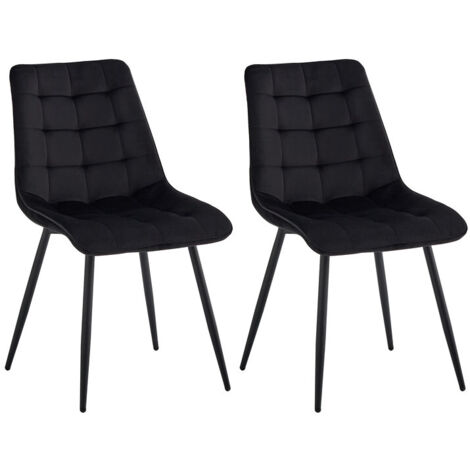 Wokaka Lot de 2 chaises en Velours - chaises de salle à manger style rétro,ergonomiques - 47 Lx43 Px50 H cm(noir)