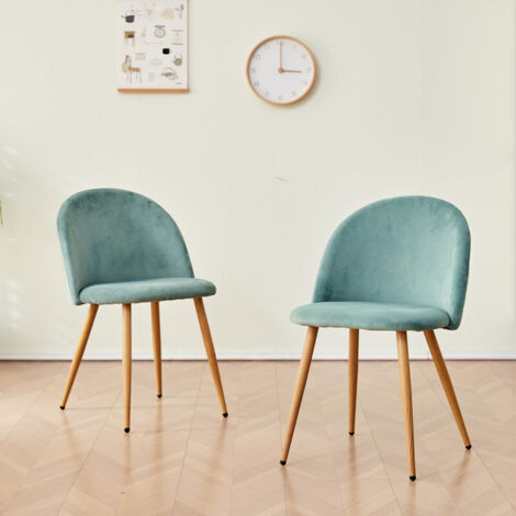 Wokaka – Lot de 2 chaises de salle à manger en velours vert – Style scandinave – Assise confortable avec pieds en métal – Pour intérieur