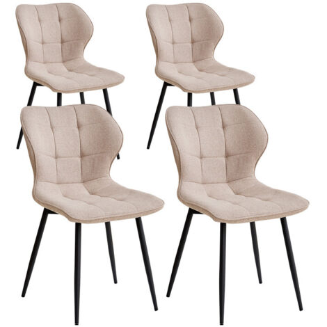 Wokaka Lot de 4 Chaises - chaises de salle à manger style rétro - Beige - Chaises en tissu (1/5)