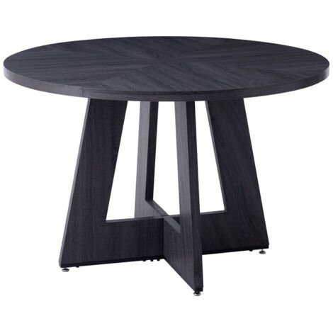 WokakaTable à Manger Ronde Moderne 120cm - Plateau en Bois Noir - 4-6 Personnes (1/5)