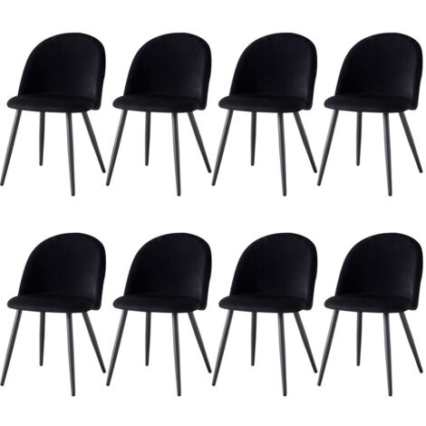 Wokaka Lot de 8 Chaise de salle Ă manger en velours Chaise de salon Coussins Doux en Velours Assise(noir) (1/5)