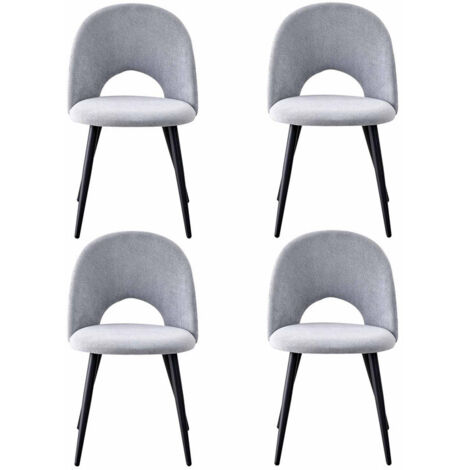Wokaka Lot de 4 chaises de salle à manger - Chaise contemporaine - pieds en métal, velours(gris)