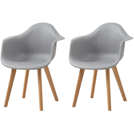 Wokaka Lot de 2 Chaises - Chaises de Table Massif - Chaises de Salle à Manger Scandinaves - Gris
