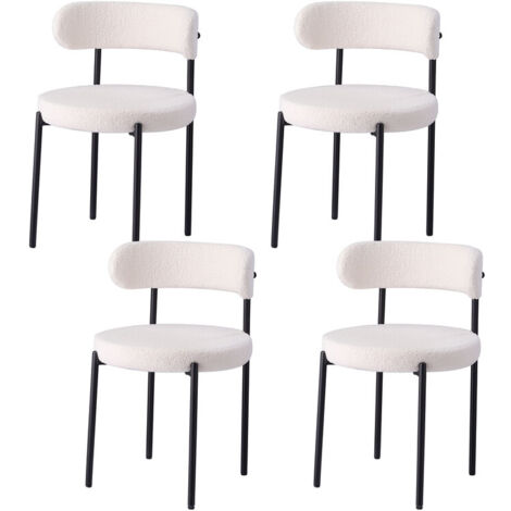 Wokaka – Lot de 4 chaises de salle à manger modernes blanches – Pieds en métal – Hauteur 79 cm – Dossier ergonomique pour confort optimal