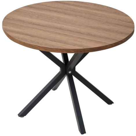 Wokaka – Table à manger ronde en MDF – 100 x 77 cm – Pieds en métal design – Surface lisse pour repas en famille
