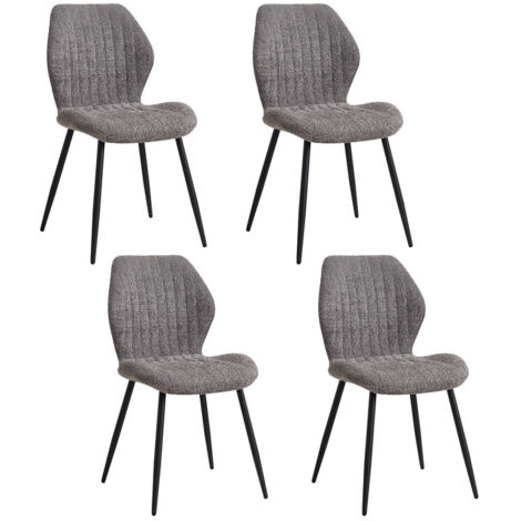 Wokaka – Lot de 4 chaises de salle à manger rétro – Chaise en lin avec pieds en métal – Hauteur d'assise 50 cm – Confort ergonomique