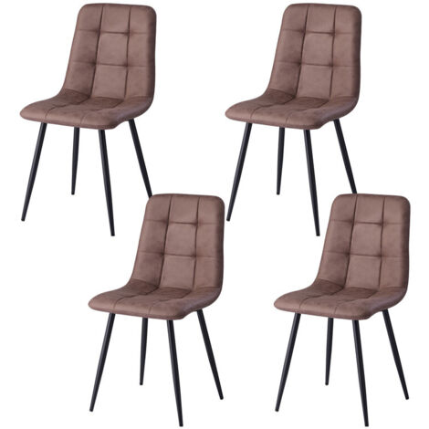 Wokaka Lot de 4 Chaises de Salle à Manger - Chaise à dossier haut - Vintage(Marron foncé) (1/5)