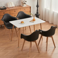 Wokaka Table à Manger et Chaises - chaises de scandinave (Lot de 2) - Table blanche - chaises de Noir