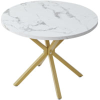 Wokaka – Table à manger ronde 100 cm – Motif marbré – Pieds en forme de torche – MDF haute qualité – Élégante et moderne