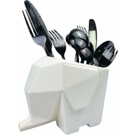 Elephant Cutlery Holder Drainer Sponge Holder Kitchen Sink White With Drain Hole For Storing Knives (1/4)