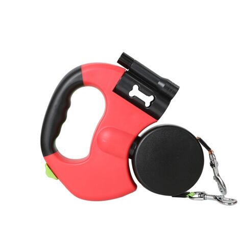 Double Dog Leash - Extendable - 300 cm - Retractable - Double Leash for 2 Dogs - With Light - Ergonomic Handle - Retractable Leash - Reflective at Night, Red