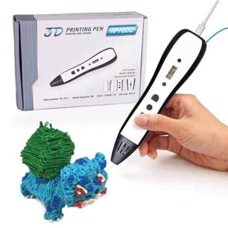 3D pen for DIY enthusiasts, 3D printing pen with LCD screen, 3D drawing pen with 1.75 mm PLA filament, fun toy, best birthday gift