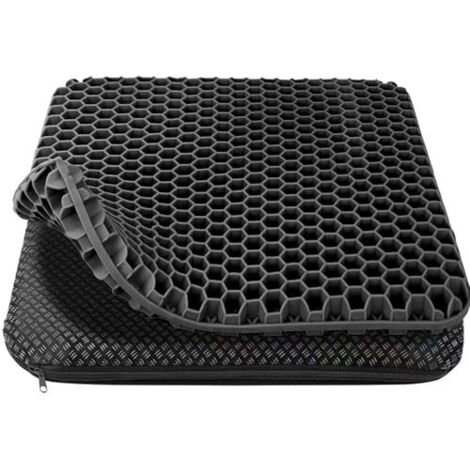 Gel Seat Cushion, Orthopedic Seat Cushion, Seat Cushion for Office Chairs - Soft and Comfortable with Washable and Non-Slip Fabric Cover, Suitable for Office Chairs, Wheelchairs, Car Seats, etc., Blac