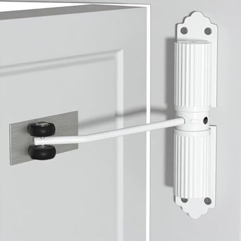 Automatic door closer, 1 piece, for indoor and outdoor use, ideal for interior doors, offices, garden gates (white) (1/5)