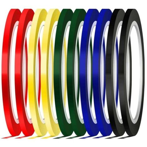 [NEVER USED] Marking Tape, 5 Colors, Self-Adhesive Tape, 3 mm Width, Graphic Tape, Colored Tape (10 Pack) (1/4)