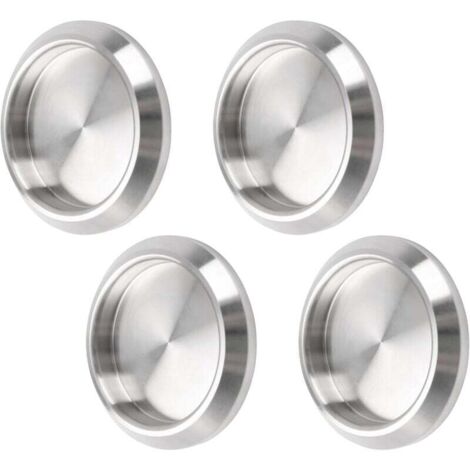 [NEVER USED] Pack of 4 Round Sliding Door Handles Self-Adhesive Furniture Handles Stainless Steel Door Handles for Sliding Doors - Brushed Silver (1/4)
