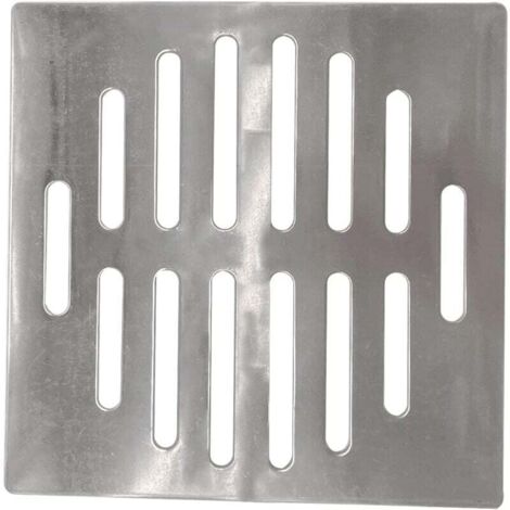 [NEVER USED] Stainless steel drain cover, square, 15 cm, 14 holes, silver