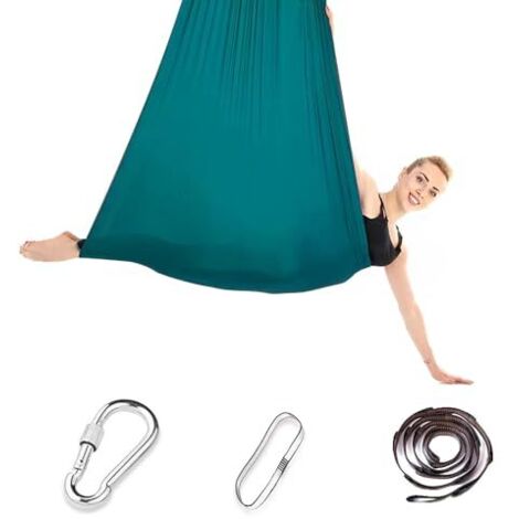 [NEVER USED] iPalamila Aerial Yoga Hammock Set, Aerial Yoga Swing Air Flying, Nest Swing, Yoga Swing Hammock Swing 200 kg Max. Load Capacity With Fittings, Anti-Gravity Exercises (Green, 150x280cm) (G
