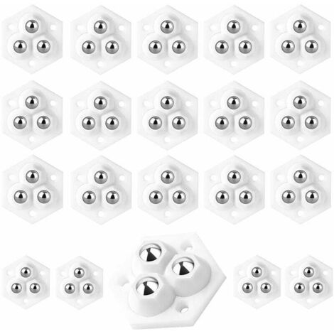 [NEVER USED] 20 PCS Mini Furniture Casters with Ball Transfer Self-Adhesive Ball Casters for Trash Cans Storage Boxes Shelves White (1/4)
