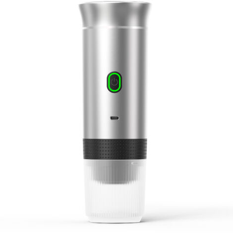 [NEVER USED] Portable Coffee Maker, 3-in-1 Espresso Maker, Electric Heater, 12V Espresso Maker, Rechargeable, for Office, Travel, Home, Compatible with Espresso Capsules and Ground Coffee, silver