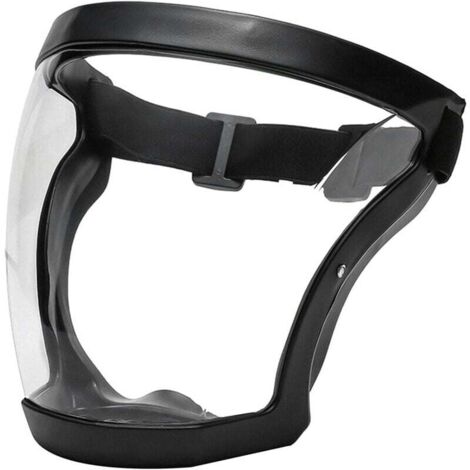 [NEVER USED] 1 Piece Full Face Mask with Frame, Anti-Fog, Anti-Dust, Ultra Clear Full Face Mask, Hygienic Anti-Droplet, Goggles - Black (1/4)
