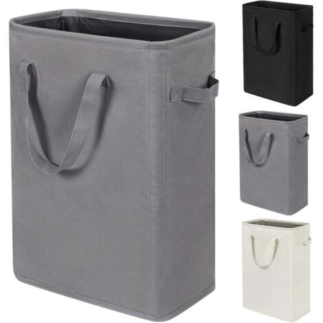 [NEVER USED] Collapsible Slim Laundry Basket with Handles - Slim Laundry Hamper for Dirty Clothes - Slim Collapsible Dirty Fabric Laundry Bag - 45L (53.3cm, Gray) (1/4)