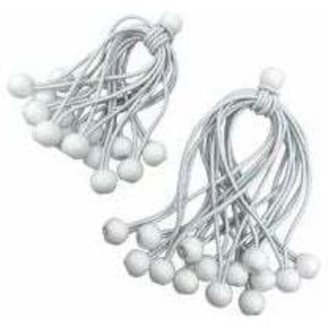 [NEVER USED] Bungee Cord, Bungee Cord, 30 Pieces Tarpaulin Bungee Cord for Bungee Hooks with Plastic Ball, Tent Bungees for Tarps, White 150mm and 200mm (1/4)