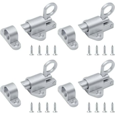 [NEVER USED] Pieces Automatic Spring Door Catch Aluminum Door Lock Small Automatic Spring Latch with Screws Silver Door Bolt for Window, Doors, Cabinets, Wardrobes (1/4)