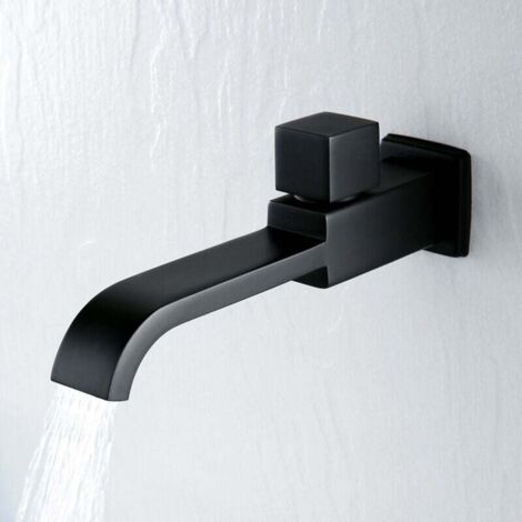 [NEVER USED] Basin Faucet, Water Tap, Matte Black Brass Anti-oxidation Wall Mounted Faucet Cold Water Tap for Kitchen Bathroom (1/4)