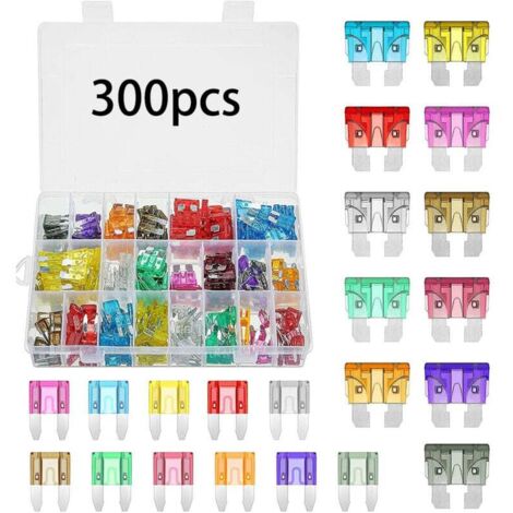 [NEVER USED] 300 pieces car fuses, blade fuse, standard blade fuse, mini fuse set, standard fuse set, mini standard professional multi-color fuse for car, truck, boat (1/4)