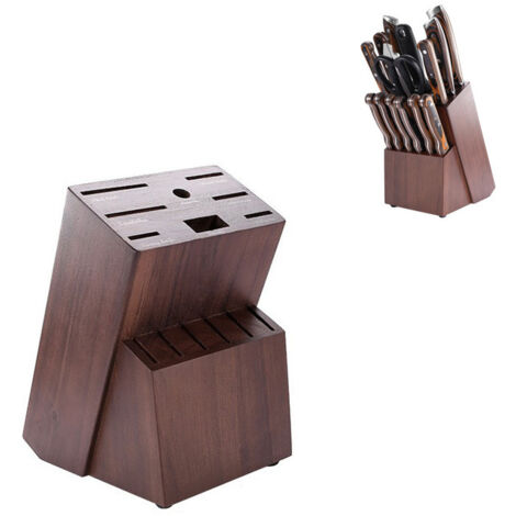 [NEVER USED] Solid wood cutting tools, household kitchen knife holder, kitchen storage rack, 14 knife slots, upright design saves space in the kitchen cabinet, provides space for scissors and knife sh (1/4)