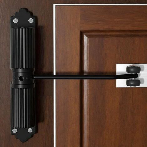 [NEVER USED] Automatic door closer, 1 piece, for indoor and outdoor use, ideal for interior doors, offices, garden gates (black) (1/5)
