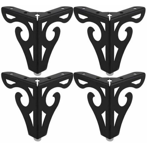 [NEVER USED]  4 Pieces European Style Iron Coffee Table Legs DIY Furniture Leg 10cm Height with Screws - Black (1/4)