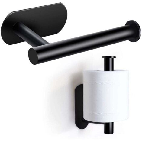 [NEVER USED] Pull-on and pull-out toilet paper holder, premium holder without drilling, stainless steel wall-mounted toilet paper holder for kitchen and bathroom, black (1/4)