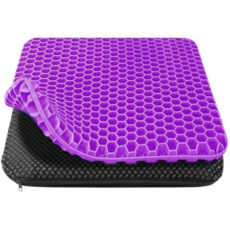 Gel Seat Cushion, Orthopedic Seat Cushion, Seat Cushion for Office Chairs - Soft and Comfortable with Washable and Non-Slip Fabric Cover, Suitable for Office Chairs, Wheelchairs, Car Seats, etc., Purp